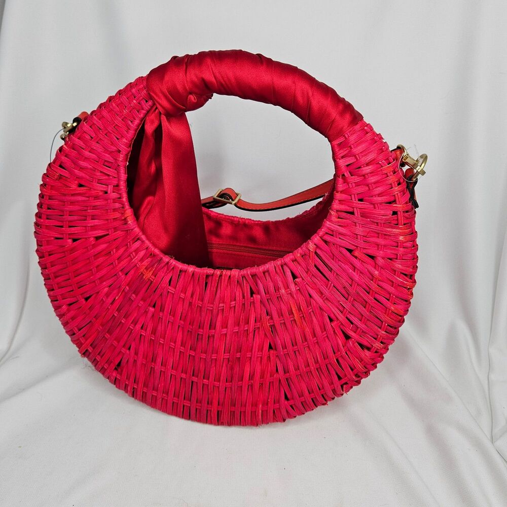 NWT Scoop Shoulder Bag Red Woven Handbag Purse